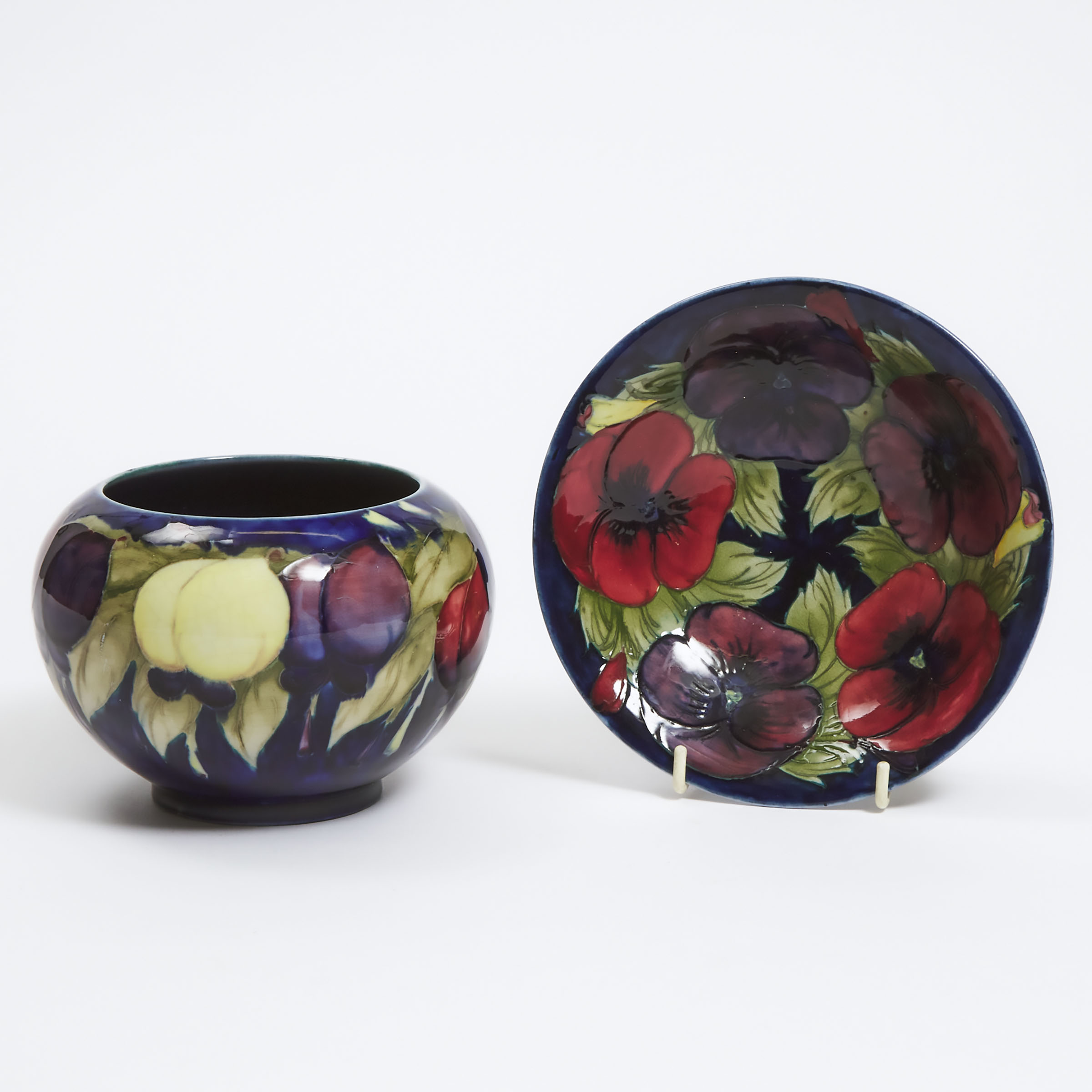 Appraisal: Moorcroft Wisteria Vase and Small Pansy Bowl c vase height