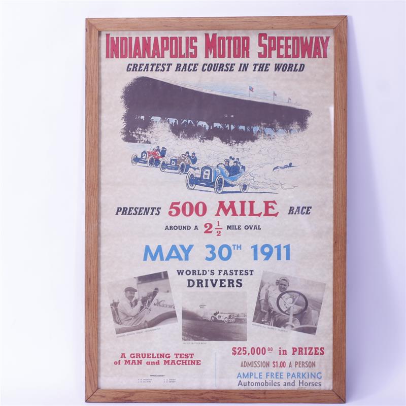 Appraisal: Reproduction or Fantasy Indianapolis Presentation poster Indianapolis Motor Speedway Greatest