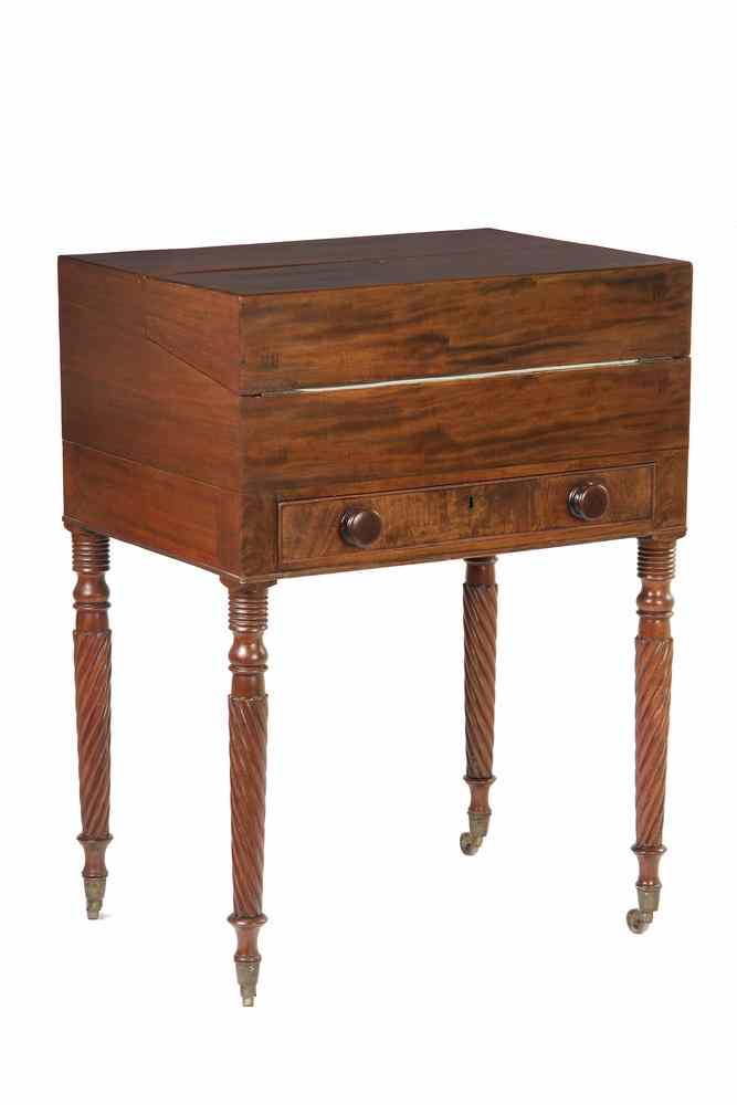 Appraisal: CAMPAIGN DESK - Federal Period Campaign Desk in Honduran Mahogany