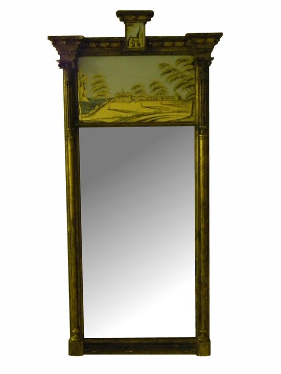 Appraisal: Wall mirror Sheraton gilt wood frame with eglomise decoration in