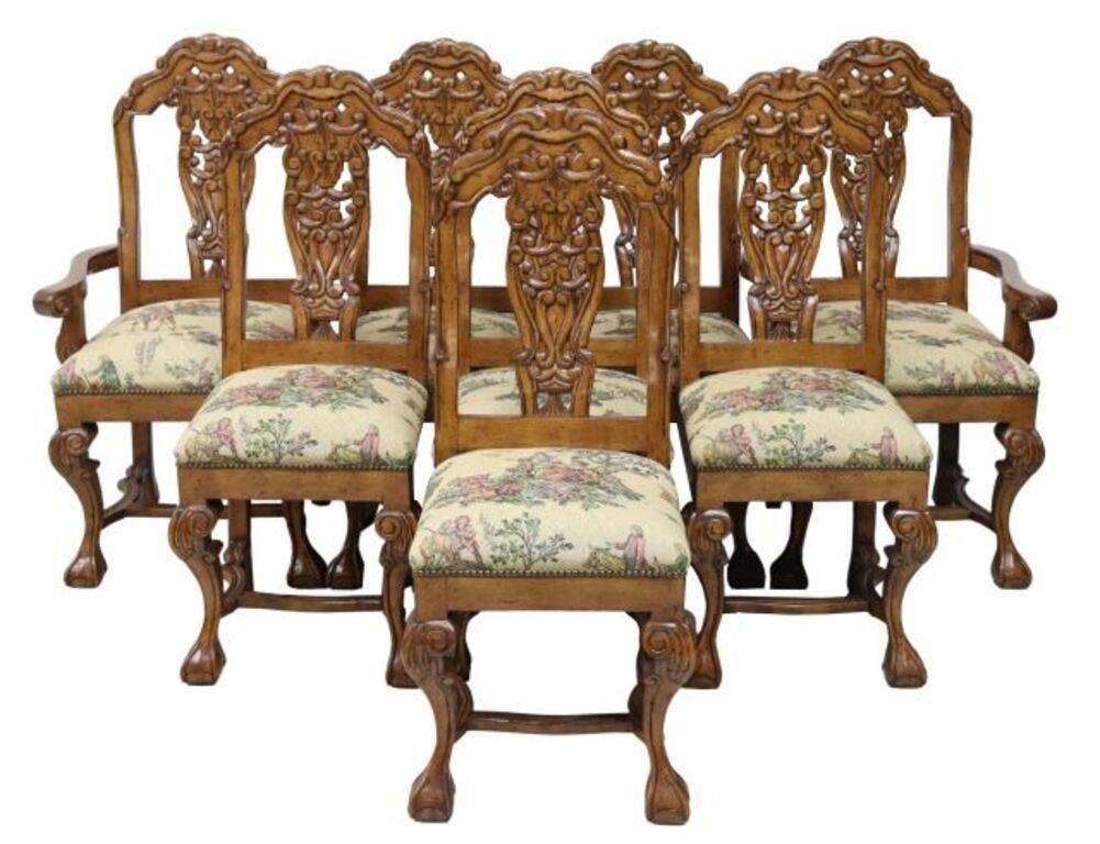 Appraisal: lot of Antique style carved dining chairs th c having