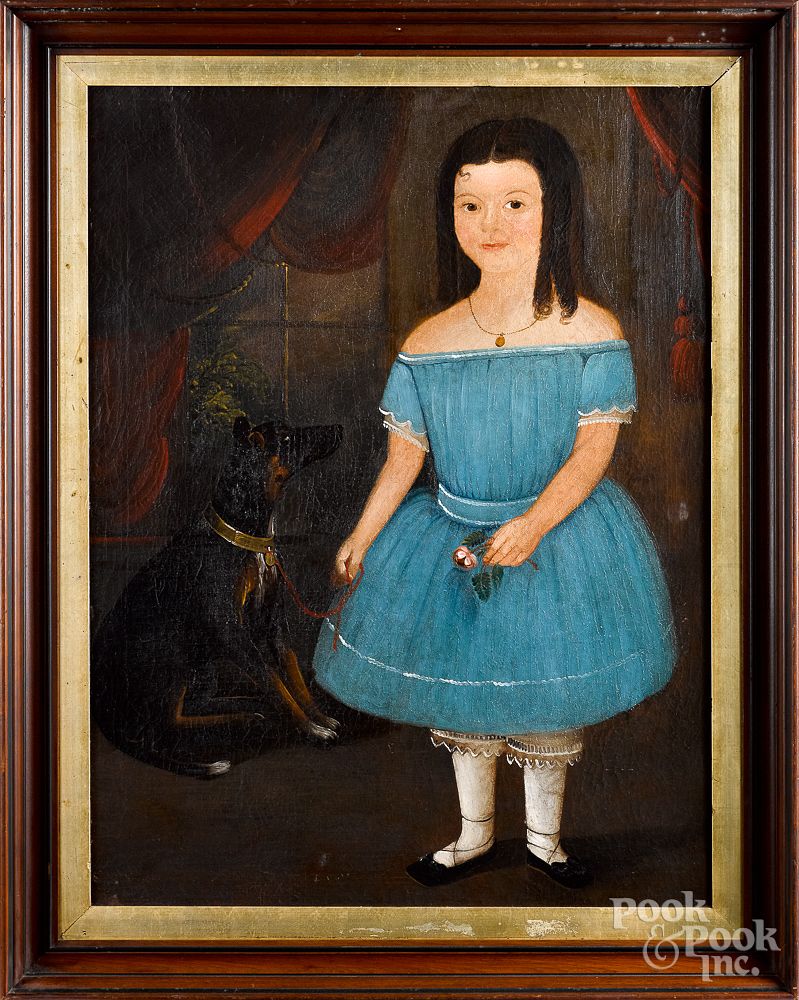 Appraisal: American oil on canvas portrait of young girl American oil