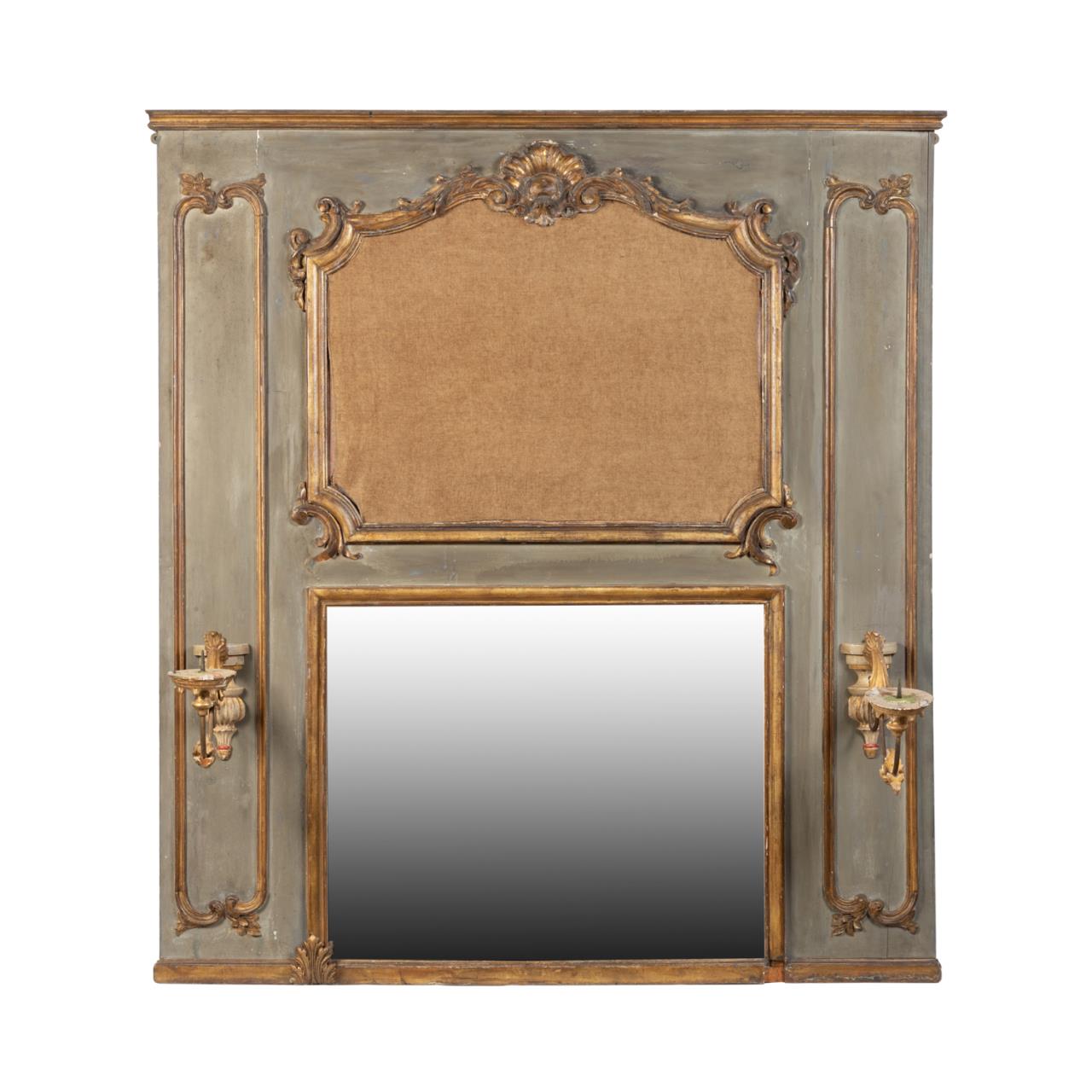 Appraisal: TH C PARCEL GILT LOUIS XV STYLE TRUMEAU MIRROR Continental