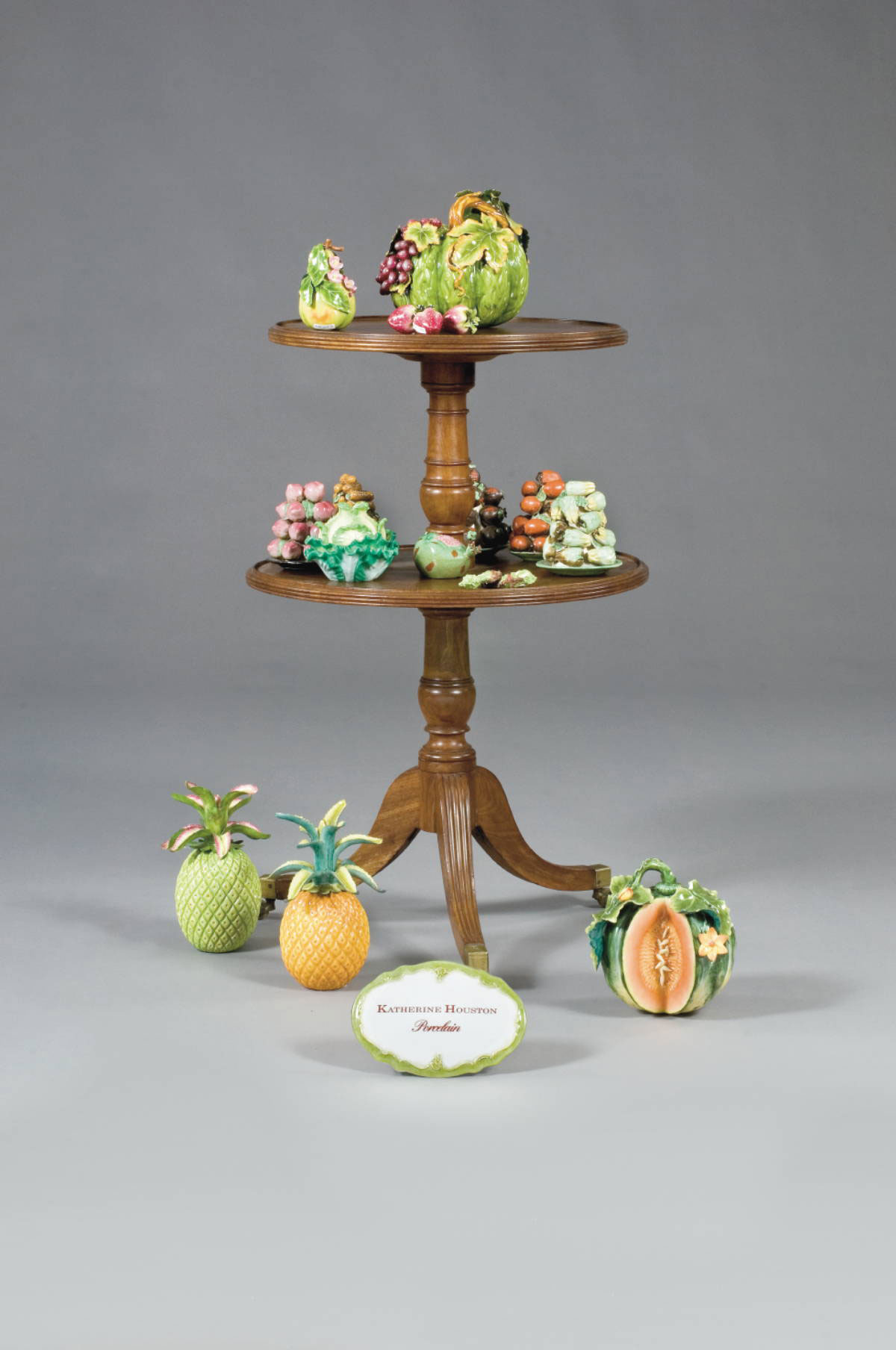 Appraisal: TWO KATHERINE HOUSTON PORCELAIN MODELS OF PINEAPPLES DATED AND In