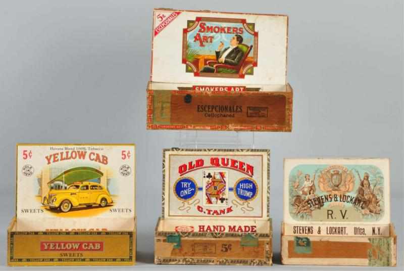 Appraisal: Lot of Cigar Boxes Description Includes Yellow Cab depicting a