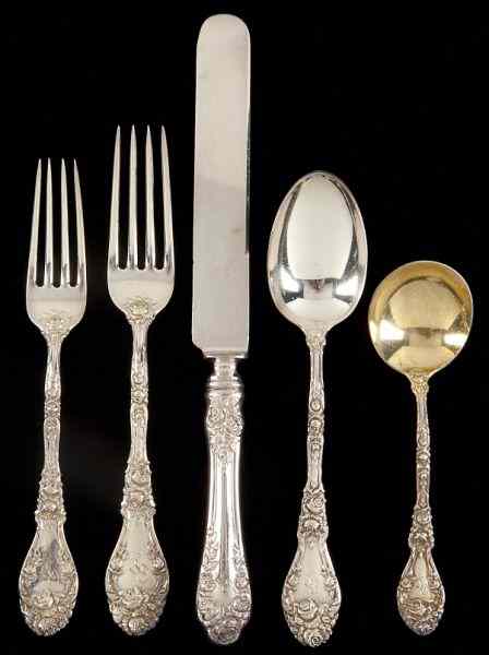 Appraisal: Durgin ''Marechal Niel'' Sterling Flatware total pieces Including Durgin ''Marcechal