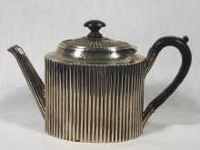 Appraisal: A Victorian silver ribbed oval shape tea pot maker's mark