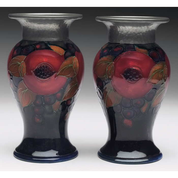 Appraisal: Unusual and nice pair of Moorcroft vases pomegranate design on