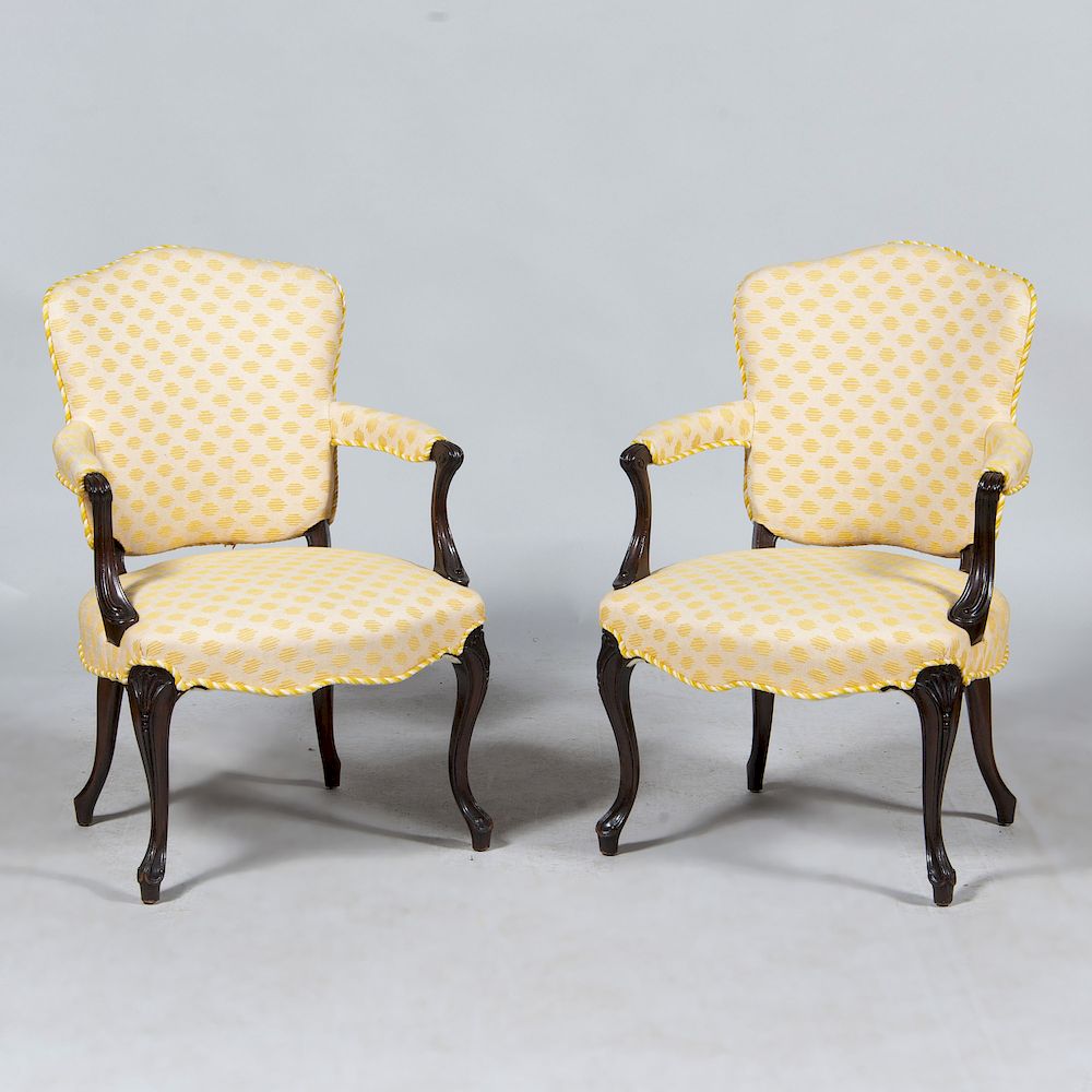 Appraisal: Pair of George II Mahogany Armchair x x in Property