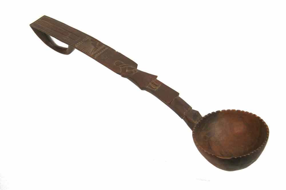 Appraisal: TREENWARE LADLE - Early th c Primitive Treenware Thanksgiving Ladle