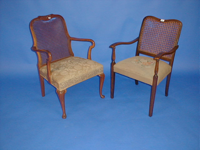 Appraisal: Two bergere backed carver chairs