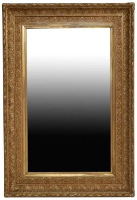 Appraisal: Large giltwood and composition wall mirror th c square shape