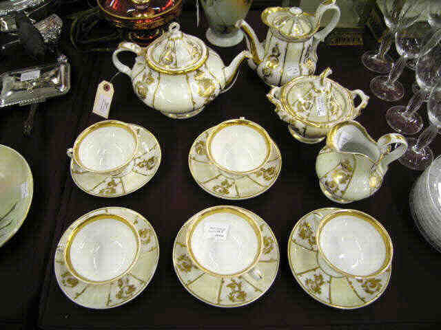 Appraisal: Pc Old Paris Porcelain Tea Set heavy goldwork th century