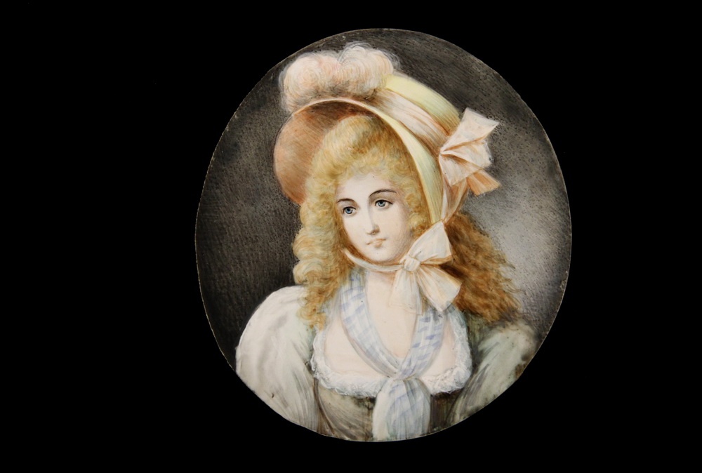 Appraisal: MINIATURE PORTRAIT - A Gainsborough Beauty with flowing strawberry blonde