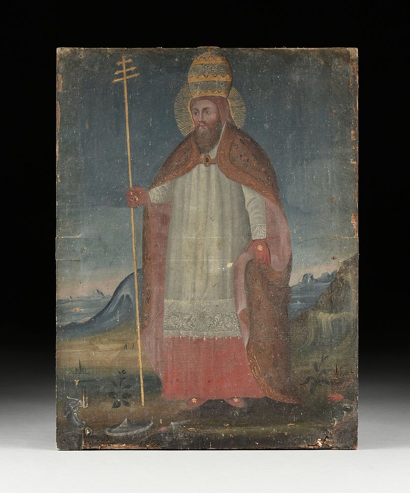 Appraisal: AN ITALIAN PORTRAIT PAINTING OF SAINT CLEMENT THE MARTYRED POPE