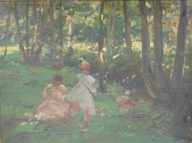 Appraisal: John Campbell Longstaff - Children Playing oil on board certificate