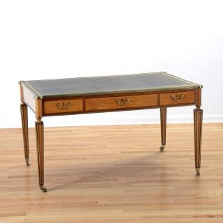 Appraisal: Continental mahogany brass mounted bureau plat Continental mahogany brass mounted