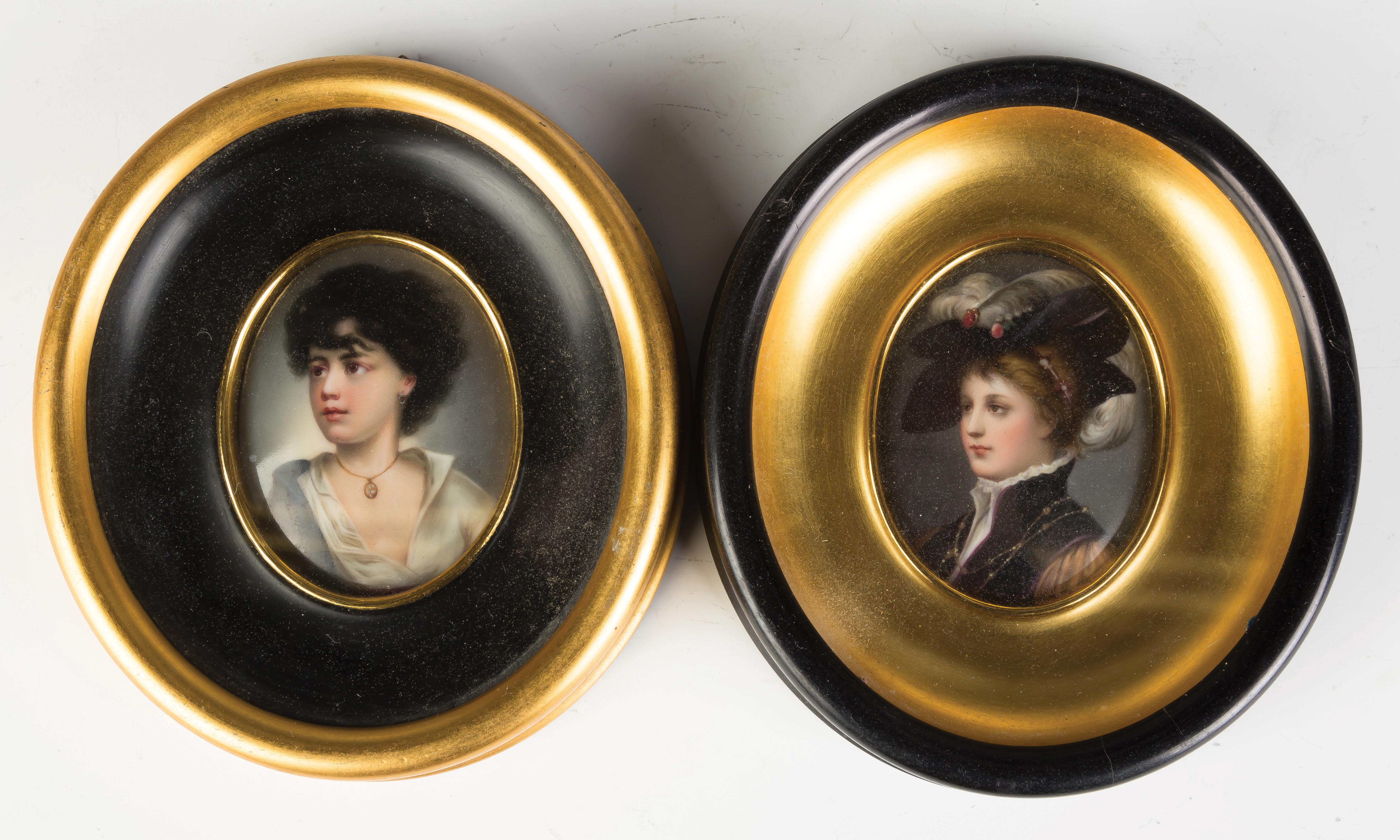 Appraisal: Two Miniature Portraits on Porcelain