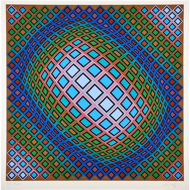 Appraisal: VICTOR VASARELY Hungarian - Untitled screenprint in colors framed Signed