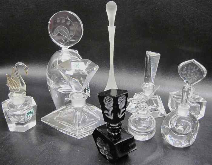 Appraisal: COLLECTION OF NINE ASSORTED GLASS PERFUMES including one blown glass