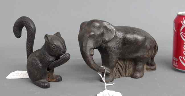 Appraisal: Lot including cast elephant doorstop and squirrel nutcracker