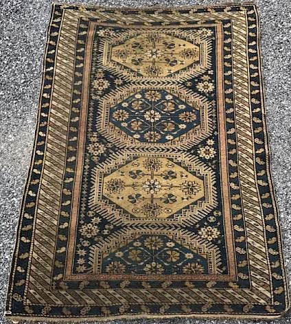 Appraisal: Cabestan Mat Blue with Medallions Cabestan mat blue with four