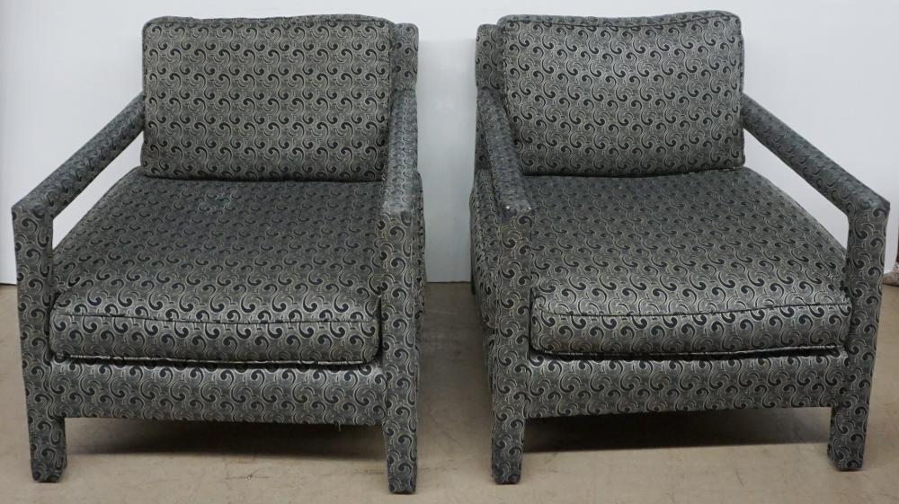 Appraisal: PAIR CONTEMPORARY UPHOLSTERED ARMCHAIRS W IN CM Pair Contemporary Upholstered