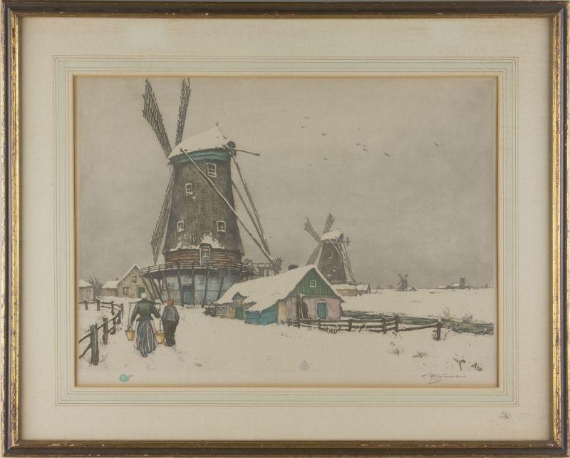 Appraisal: Tavik F Simon Czech - Color Etching clipped Preyer and