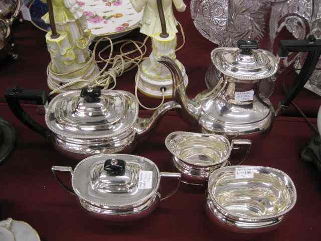 Appraisal: pc English Silverplate Tea Coffee Service gadroon border Sheffield excellent