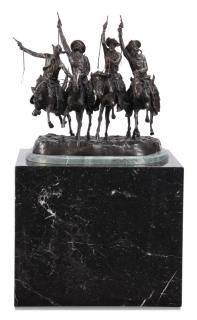 Appraisal: Oversized Remington sculpture with marble base Oversized bronze figural sculpture