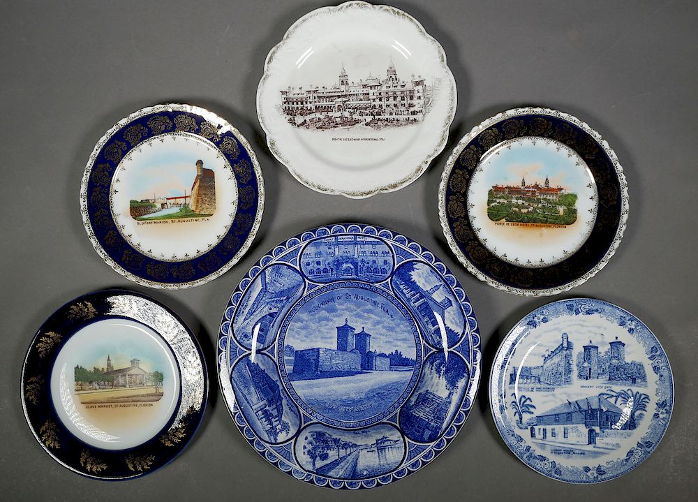 Appraisal: ST AUGUSTINE Souvenir Plates Six vintage St Augustine souvenir plates