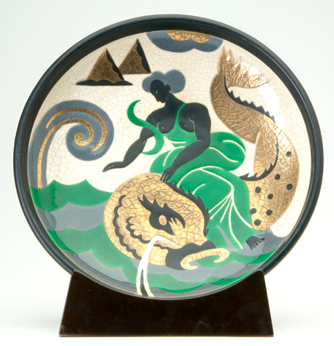 Appraisal: CLAUDE LEVY LONGWY Primavera charger painted with a goddess and