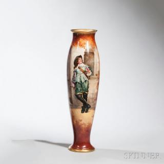 Appraisal: Royal Bonn Porcelain Vase with Musketeer Germany early th century