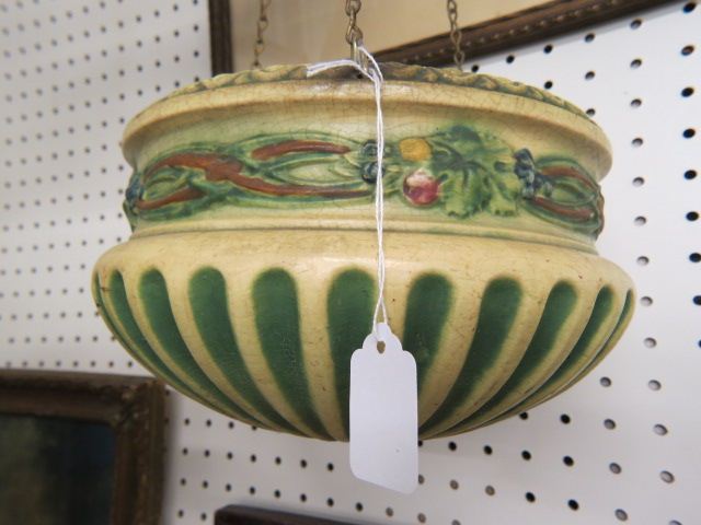 Appraisal: Roseville Pottery Corinthian Hanging Planter diameter deep crazing