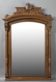 Appraisal: Henri II Style Carved Walnut Overmantel Mirror c the shield