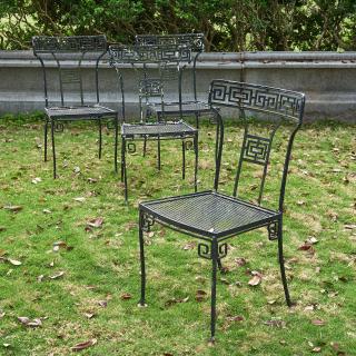 Appraisal: Set Neo-Classical style wrought iron chairs Mid th c probably