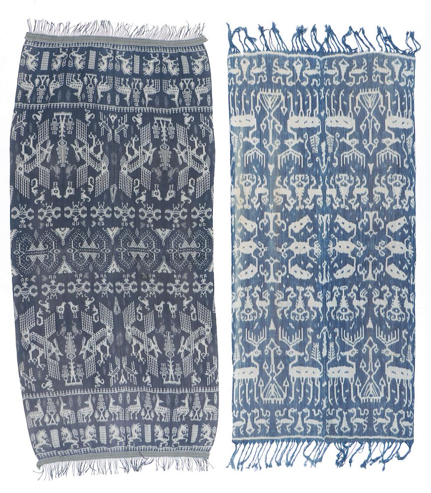 Appraisal: East Sumba Ikats with Auspicious Animals men's cotton ikat cloths