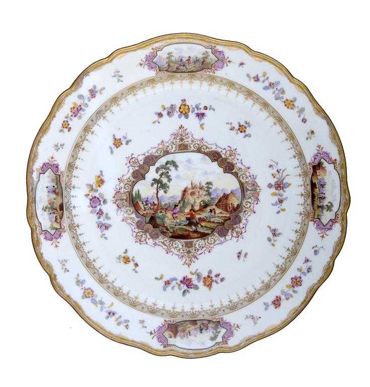 Appraisal: A MEISSEN CHARGER outside-decorated painted to the centre with a