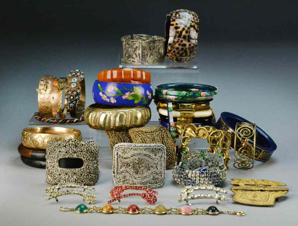 Appraisal: Pieces Antique Bracelets And Shoe BucklesTo include eight pair antique