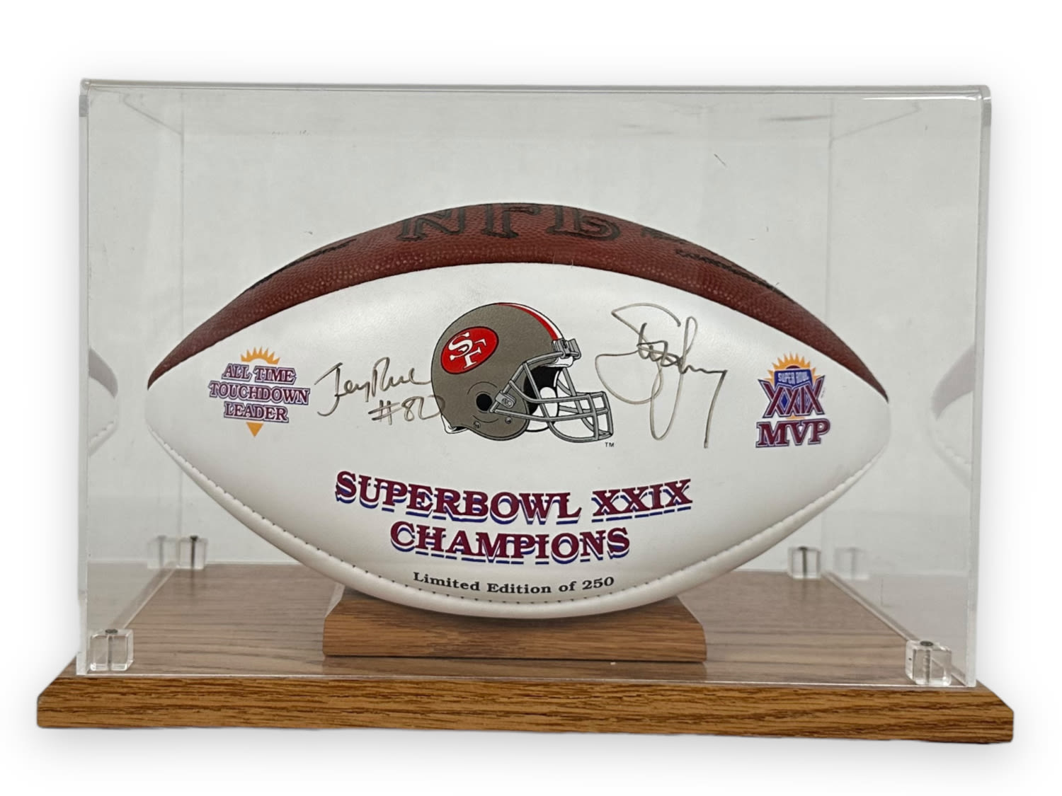 Appraisal: Steve Young Jerry Rice Autographed Super BowlXXIX Football In Case