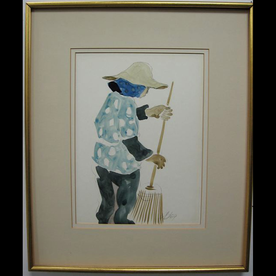 Appraisal: ABA BAYEFSKY - CANADIAN WORKING IN THE FIELD WATERCOLOUR SIGNED