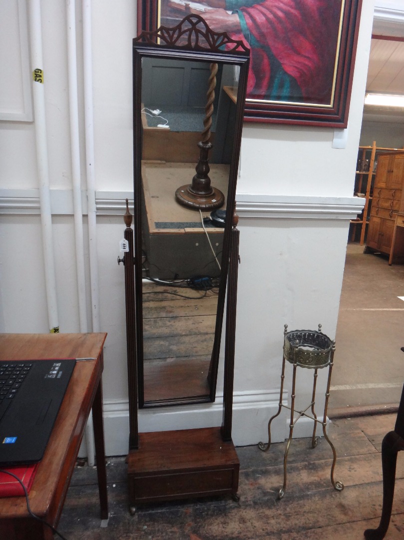 Appraisal: A George III style moulded mahogany frame cheval mirror th