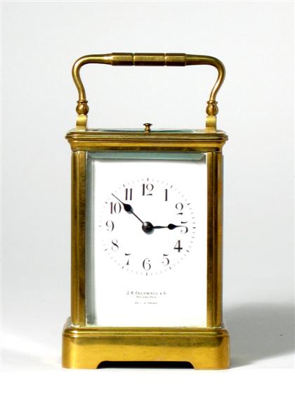 Appraisal: Large French brass and glass carriage clock th th century