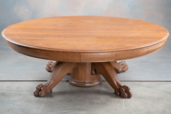 Appraisal: Antique quarter sawn oak claw foot Coffee Table circa -