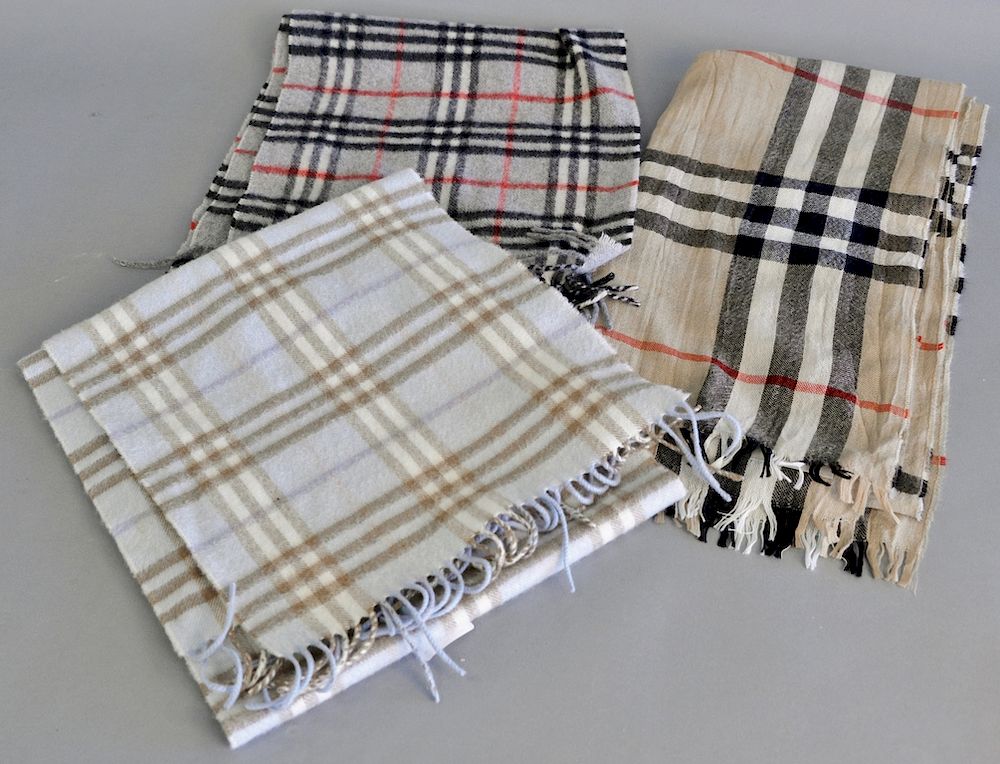 Appraisal: Three Burberry scarves or shawls two are marked cashmere Three