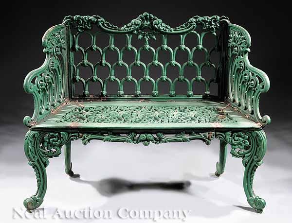 Appraisal: A Pair of American Rococo Cast Iron Garden Benches mid-