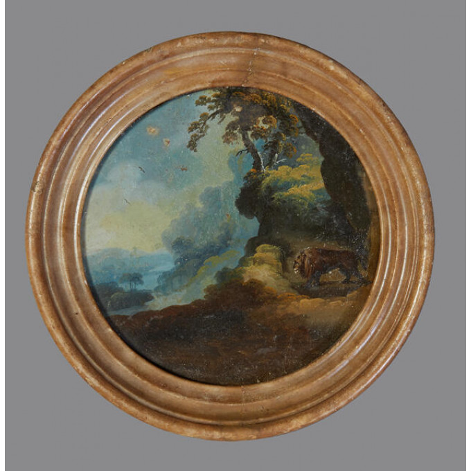 Appraisal: Continental School Lion in a Landscape late th c circular