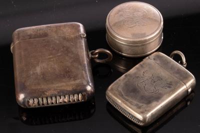 Appraisal: An Edwardian silver vesta case Samuel Mordan Co Chester another