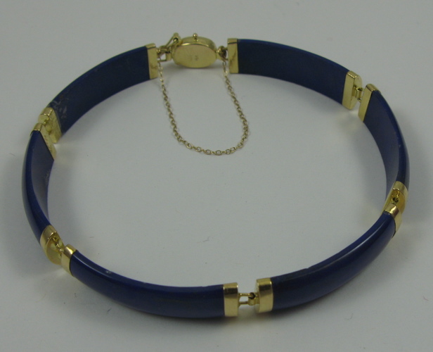 Appraisal: LAPIS LAZULI AND K GOLD BRACELET - in length with