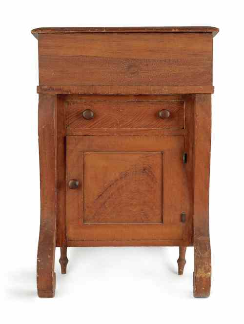 Appraisal: Empire painted pine washstand ca retaining its original flame grain